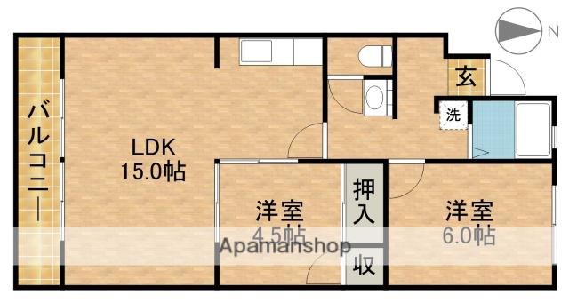 ルグラン嶋津(2LDK/1階)の間取り写真