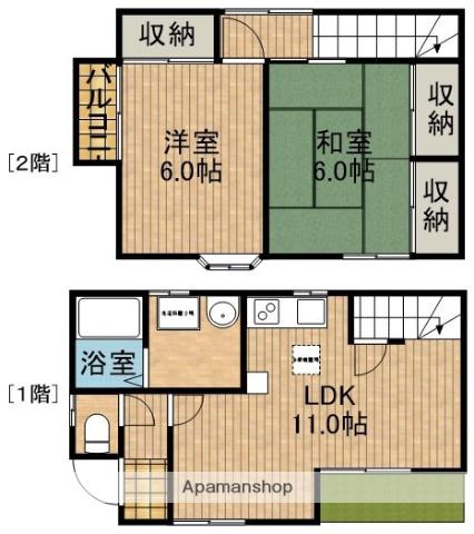 テラスハウス磯部(2LDK)の間取り写真