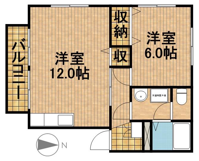 サニーサイド21(1LDK/2階)の間取り写真