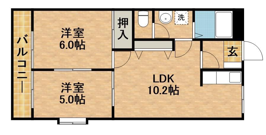 ルミエール(2LDK/2階)の間取り写真