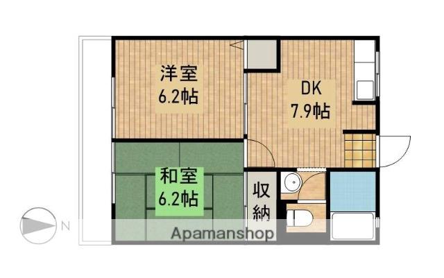 スキヤハイツⅢ(2DK/2階)の間取り写真