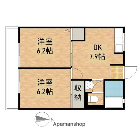 スキヤハイツⅢ(2DK/2階)の間取り写真