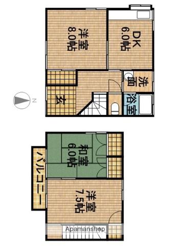 豊荘(3DK/2階)の間取り写真