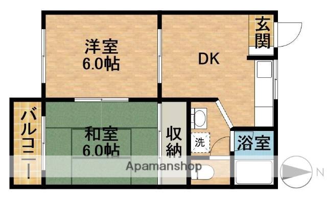 MAISON DE PATIO(2DK/2階)の間取り写真