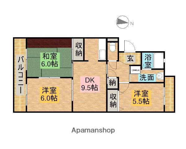 メゾン・ファミィーユ(3DK/3階)の間取り写真