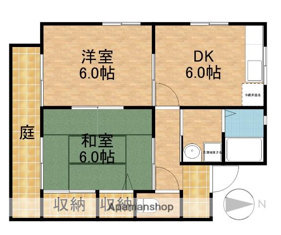 コア・ハウス白羽(2DK/1階)の間取り写真