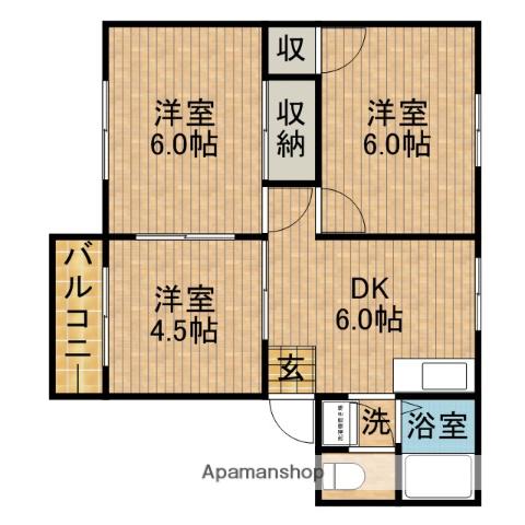 コーポ八好A(3DK/1階)の間取り写真