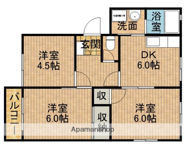 フレグランス南駿河台B(3DK/1階)の間取り写真