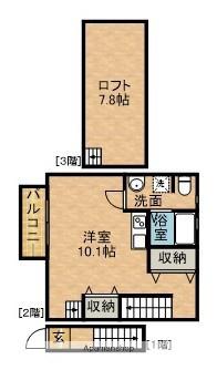 サーフハウス(ワンルーム/2階)の間取り写真