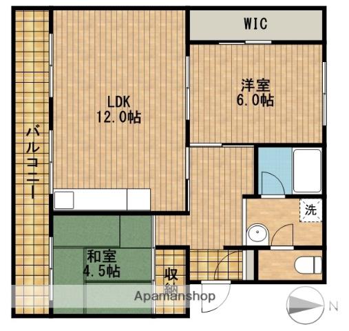 第1パークサイドマンション(2LDK/2階)の間取り写真