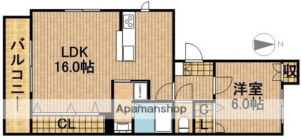 グランディール助信(1LDK/3階)の間取り写真