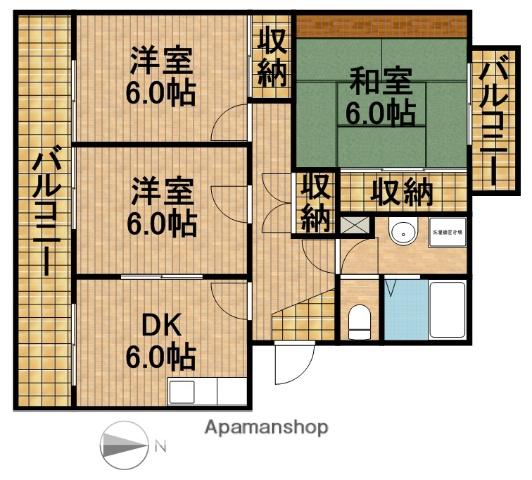 パレス和合(3DK/2階)の間取り写真