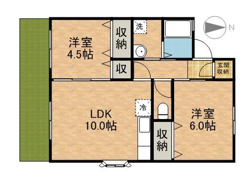 セジュールRYU(2LDK/1階)の間取り写真