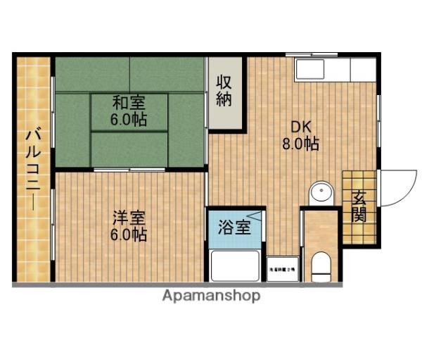 ハイツJUNA(2DK/2階)の間取り写真