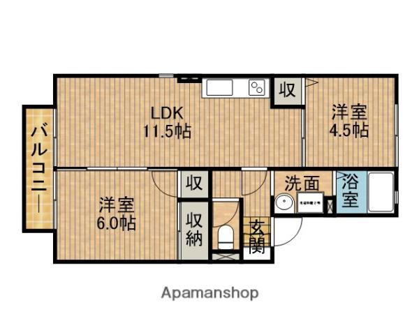 ランセ N(2LDK/2階)の間取り写真