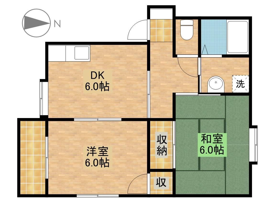 プレ・パルク(2DK/1階)の間取り写真