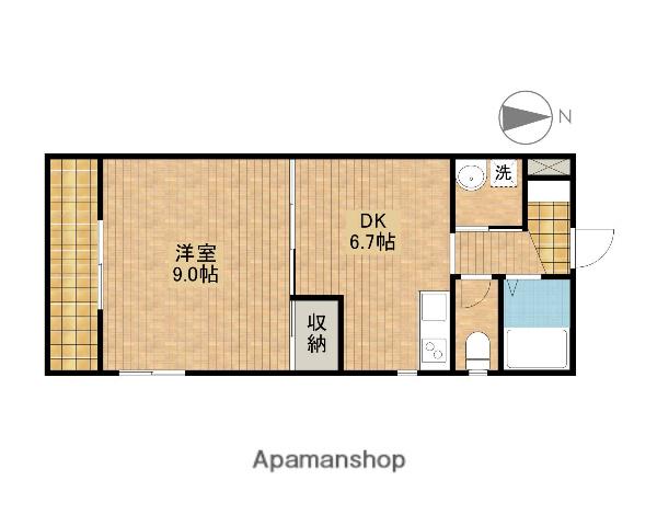 ガーデンプレイスヴィラB(1DK/4階)の間取り写真