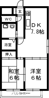 ラフォーレ東三方(2DK/2階)の間取り写真