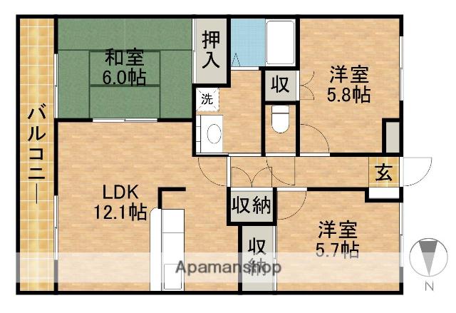 サバーイ・デイ・ビラ(3LDK/2階)の間取り写真