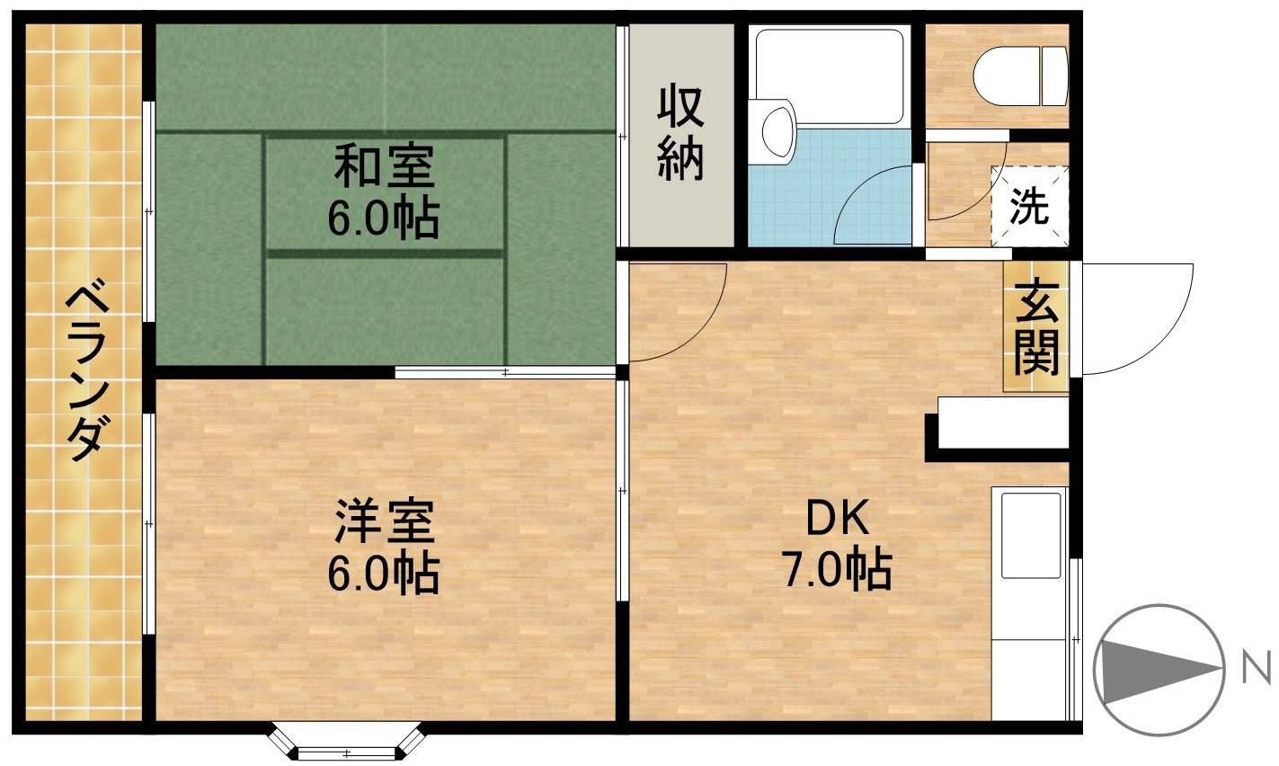 コーポ上浅田(2DK/2階)の間取り写真
