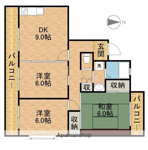 BEL・AIR佐鳴台(3DK/2階)の間取り写真