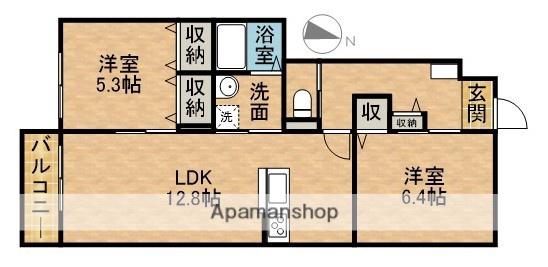 エル・シャダイⅡ(2LDK/1階)の間取り写真