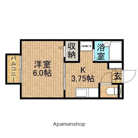 プランティオ Ⅰ(1K/2階)の間取り写真