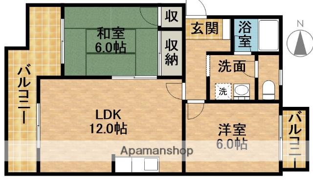 マンションサザンⅡ(2LDK/4階)の間取り写真