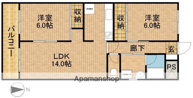 ヴェルメゾン浜松(2LDK/9階)の間取り写真