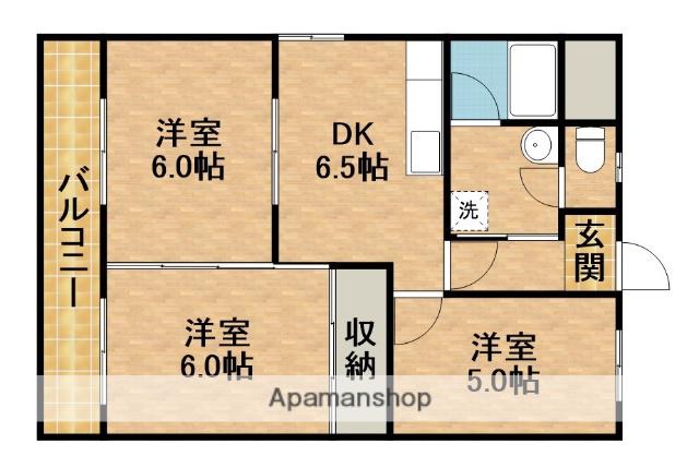 マンション第2ろくべい(3DK/4階)の間取り写真
