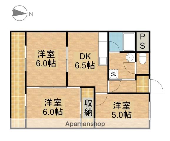 マンション第2ろくべい(3DK/3階)の間取り写真