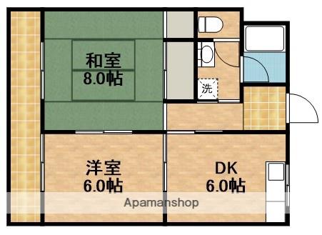 サンシャイン天王Ⅱ(2DK/2階)の間取り写真