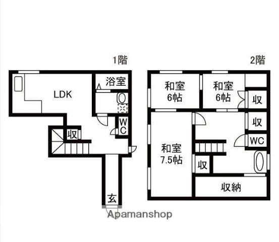 東海道本線 浜松駅 バス乗車時間：40分 泉町北バス停で下車 徒歩2分 2階建 築58年(3LDK)の間取り写真