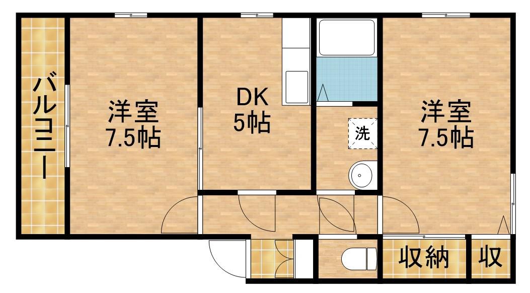 プロムナードⅢ(2K/2階)の間取り写真