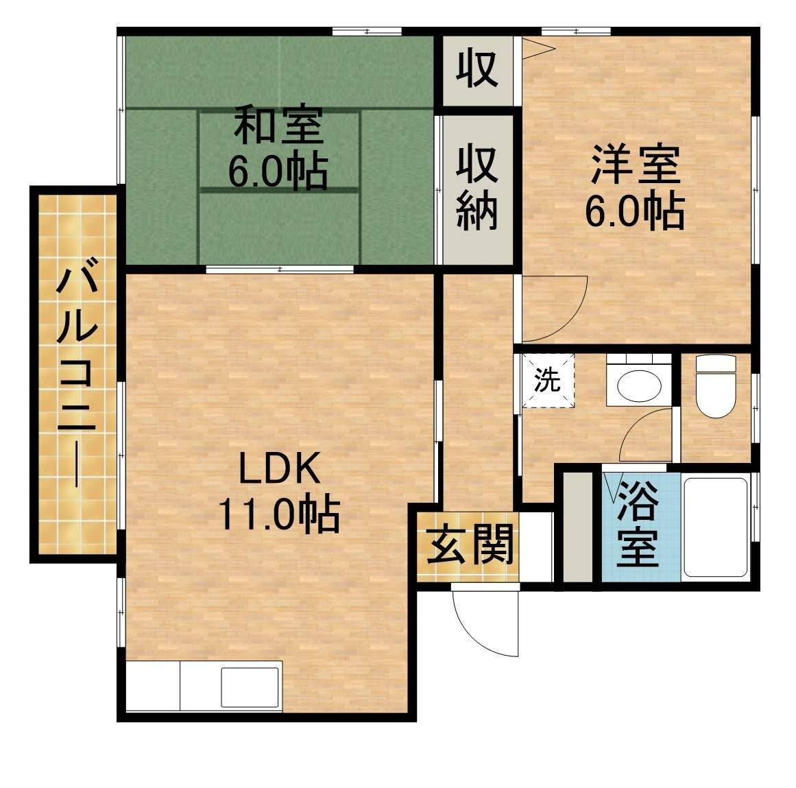 ディアス本郷(2LDK/2階)の間取り写真