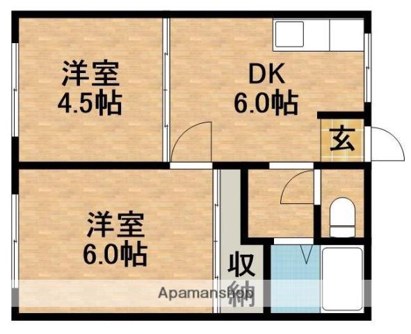 エンゼルハイツ(2DK/1階)の間取り写真