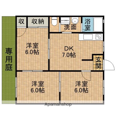 フォーブル村松Ⅲ(3DK/1階)の間取り写真