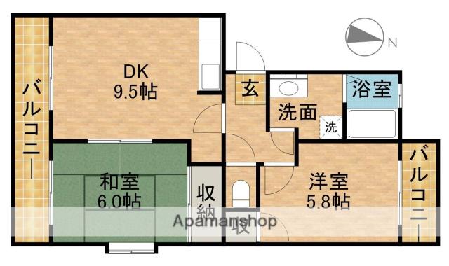 ヴィラツインリーフ(2DK/1階)の間取り写真