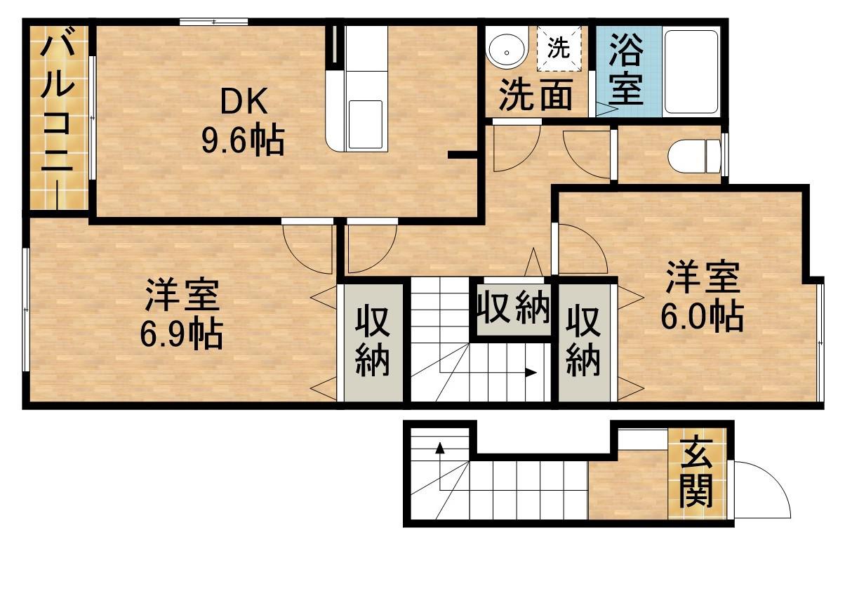 ヒバリーヒルズ(2LDK/2階)の間取り写真