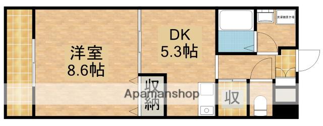 プラザヴィラB(1DK/4階)の間取り写真