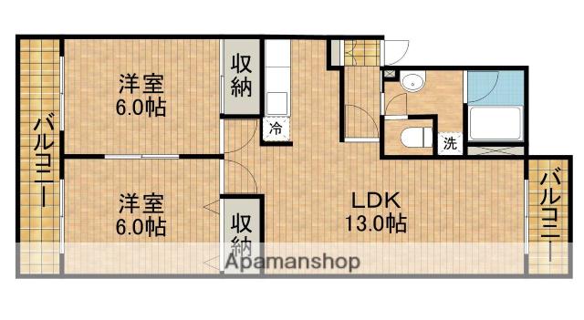 カナヤハイツⅠ(2LDK/2階)の間取り写真