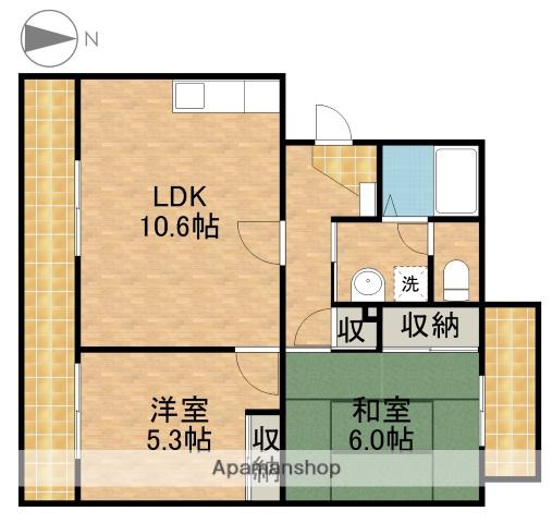 メディオ初生弐番館(2LDK/2階)の間取り写真