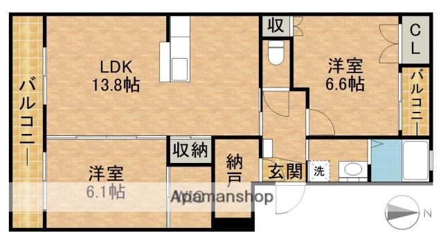 ビラミナミ(2LDK/3階)の間取り写真