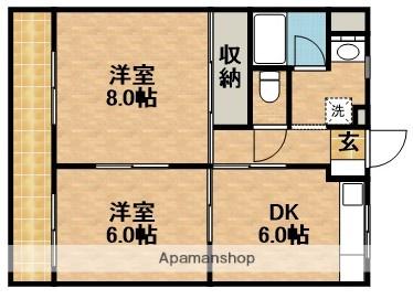 ロッククラウドマンション(2DK/3階)の間取り写真