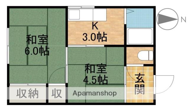コーポサンローザⅠ(2K/2階)の間取り写真