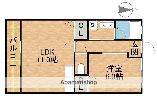 サンビュー新居A(1LDK/2階)の間取り写真