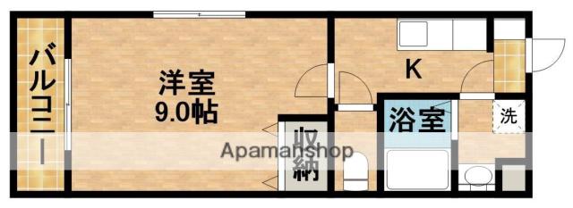ハミング愛野(1K/2階)の間取り写真