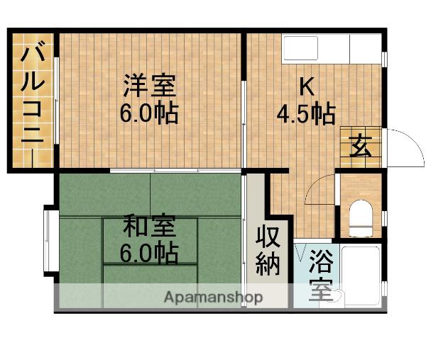 ジュビロ掛川(2K/1階)の間取り写真