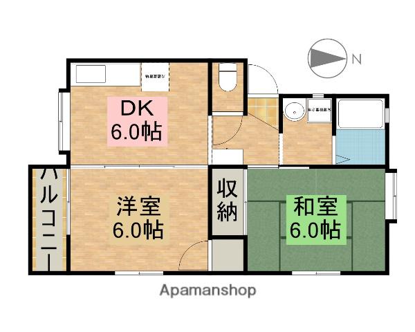 サンデリアーナ(2DK/1階)の間取り写真