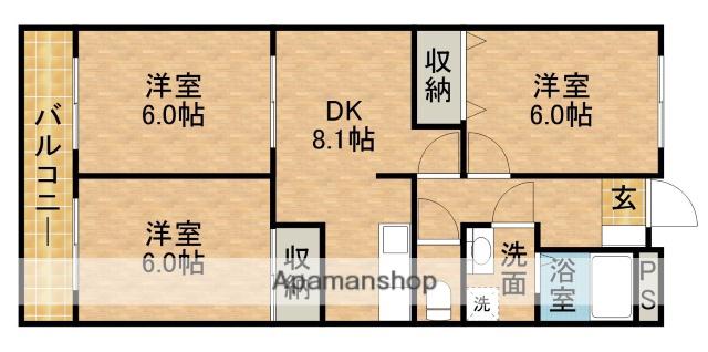 ハイタウンルーブル(3DK/2階)の間取り写真